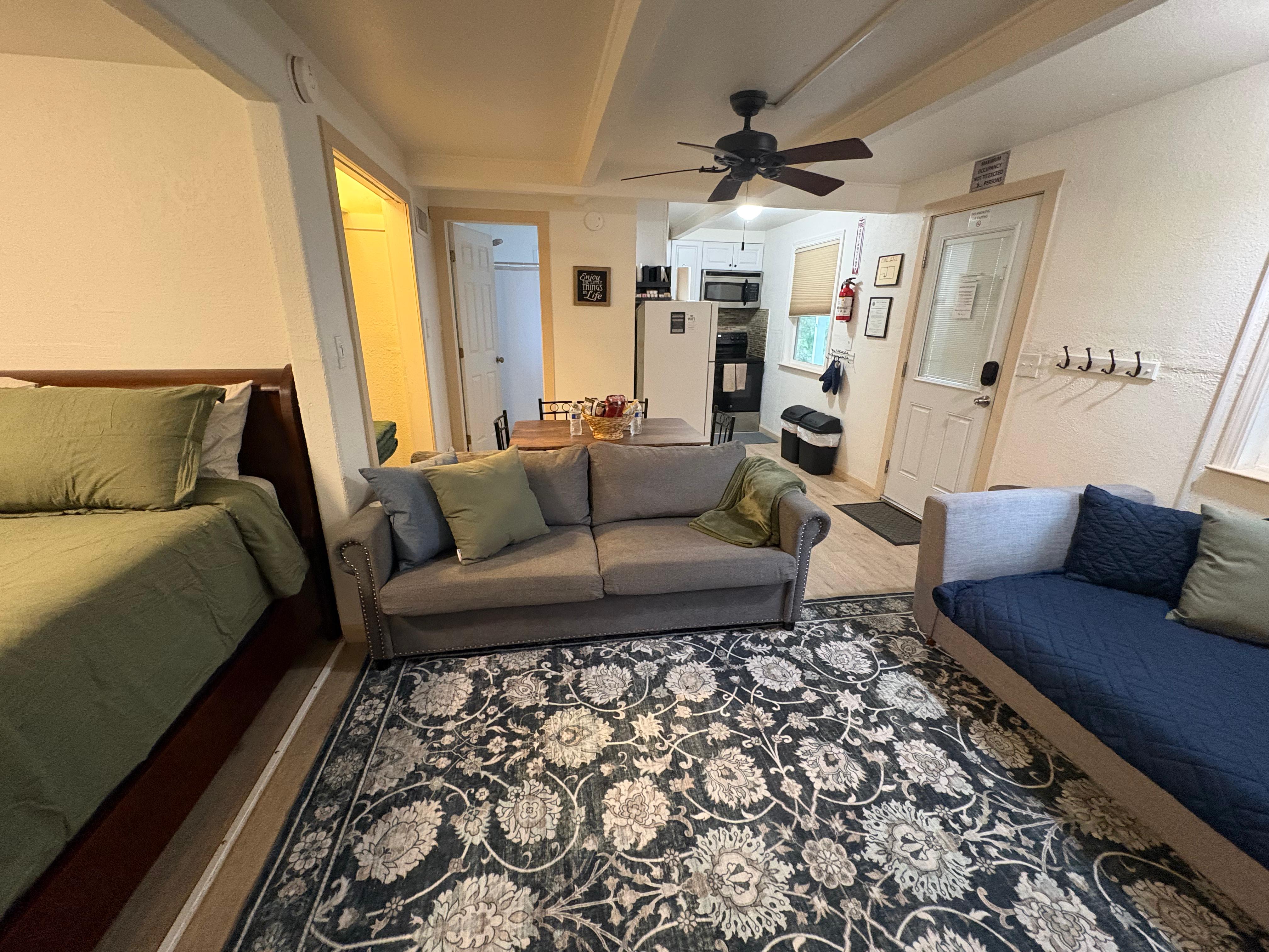 Half Dome Haven full studio layout with kitchen, dining, and sleeping areas