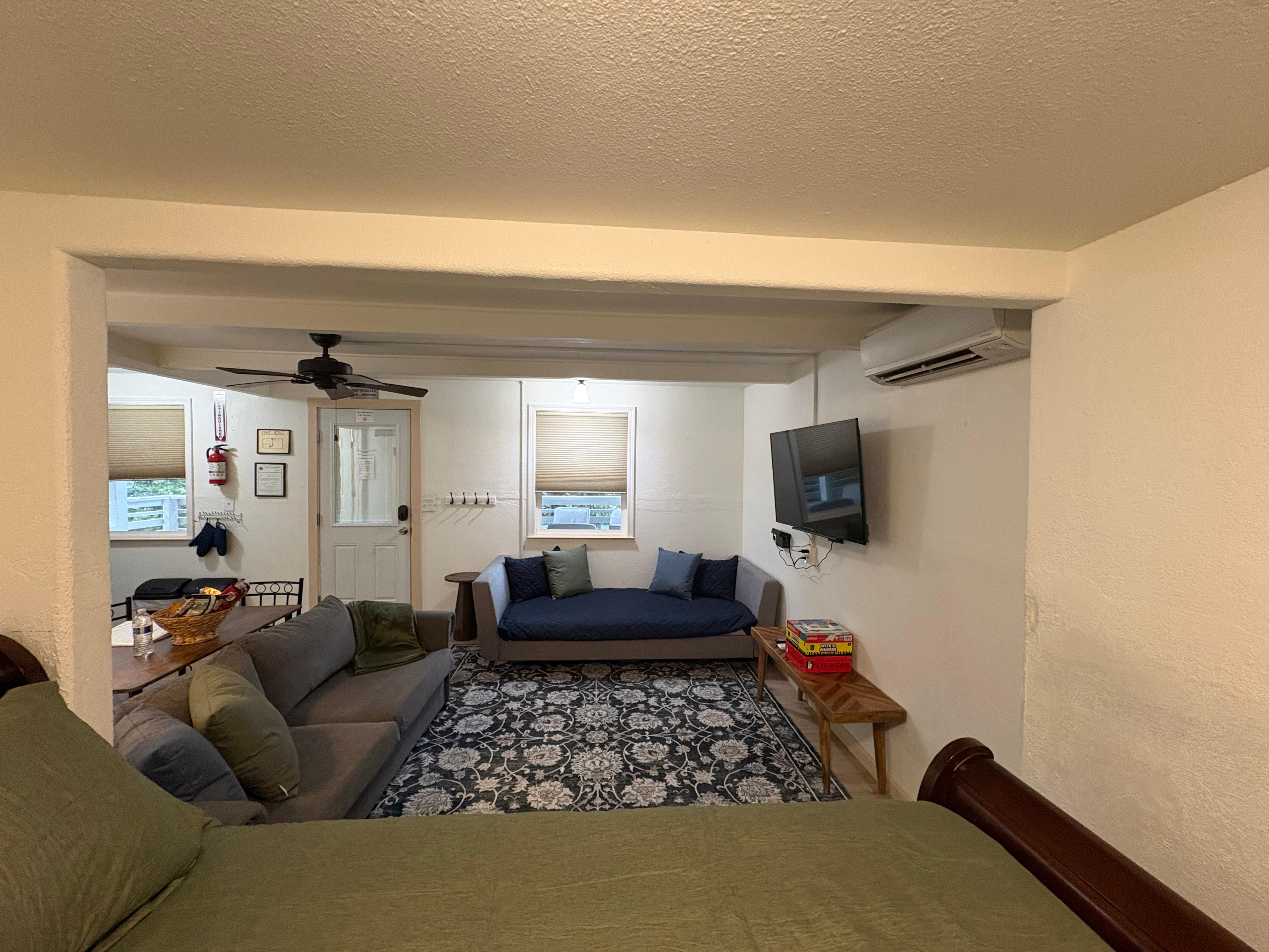 Half Dome Haven interior view from sleeping nook toward living area and entry