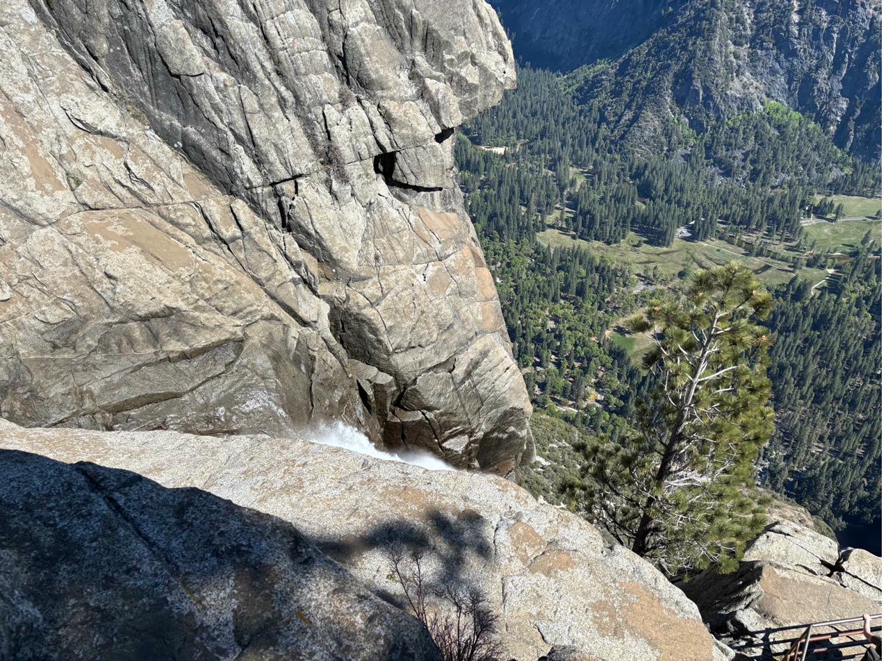 Half Dome framed through Yosemite canyon — views from Yosemite West